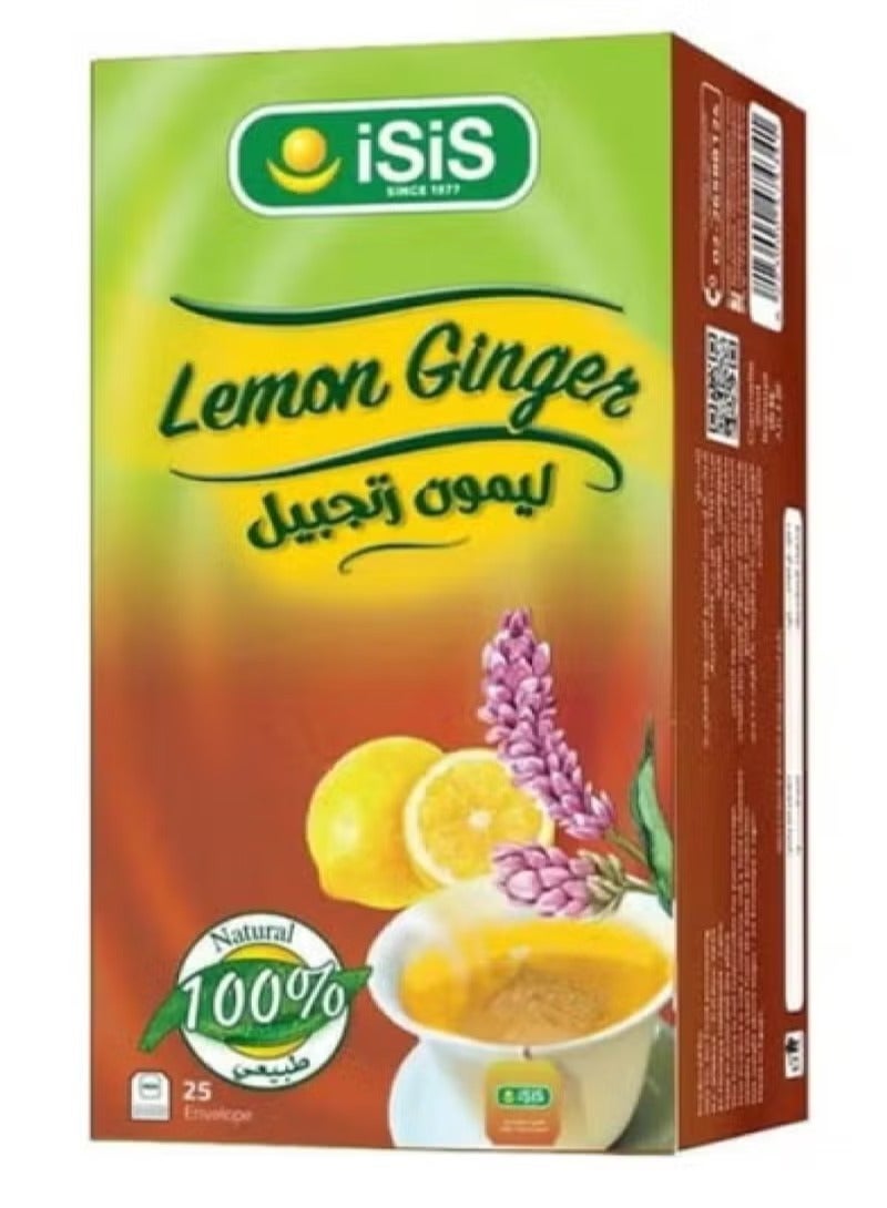 شاي أعشاب بالليمون والزنجبيل - منعش طبيعي (25 كيس شاي)